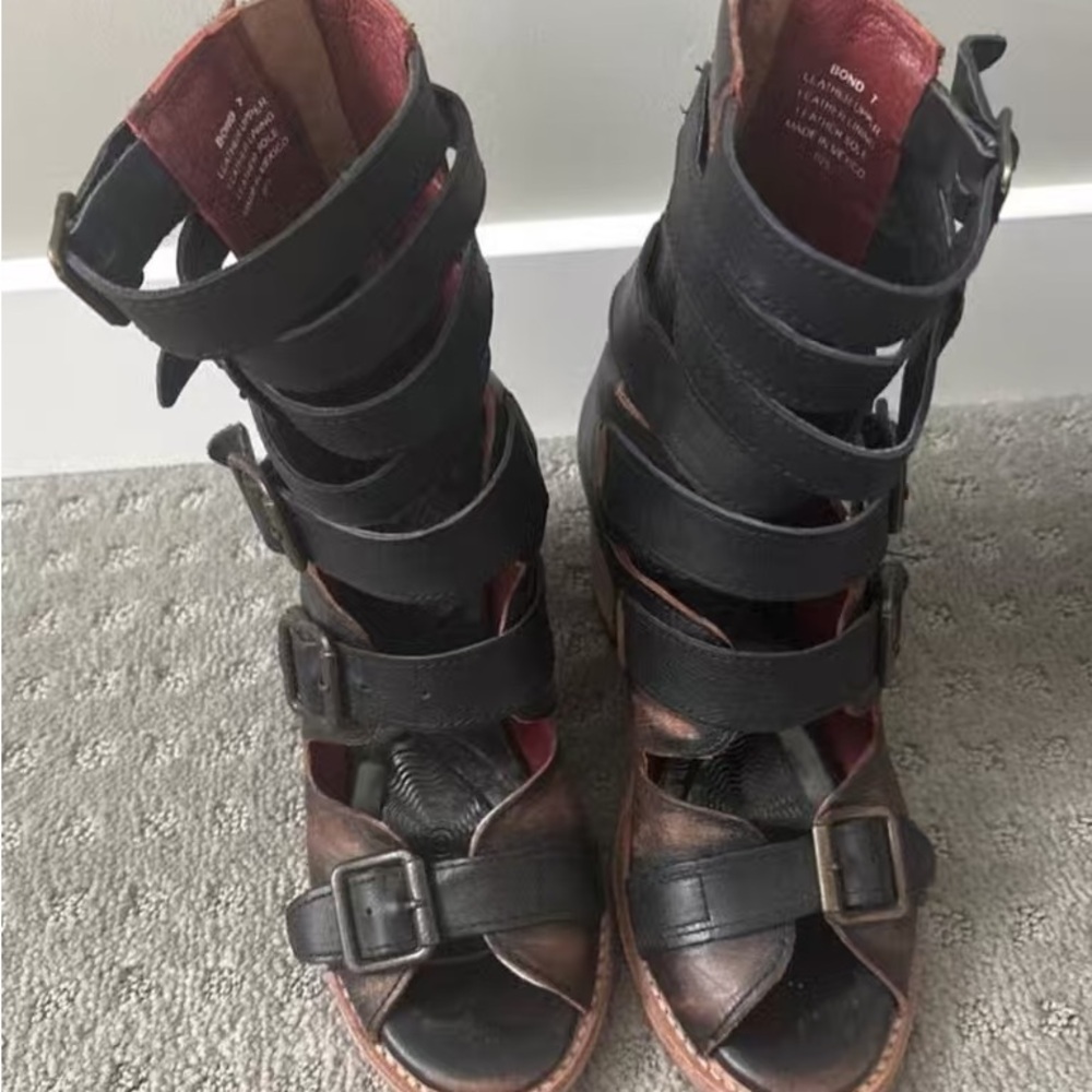 Freebird by Steven Black and Brown Strappy Sandals